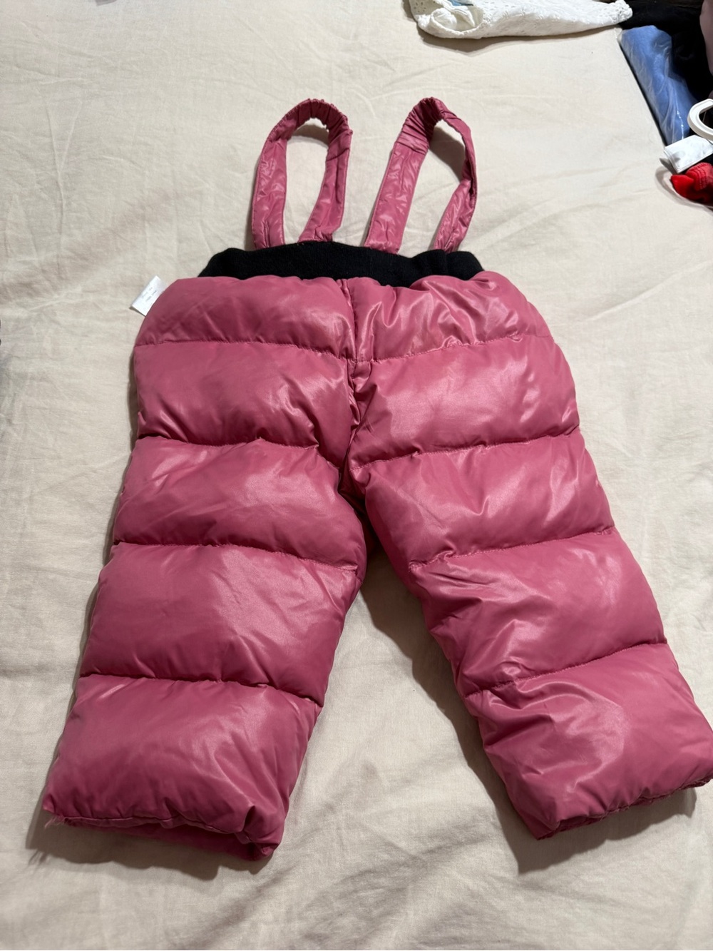 Pink Puffer Snow Joggers with Straps